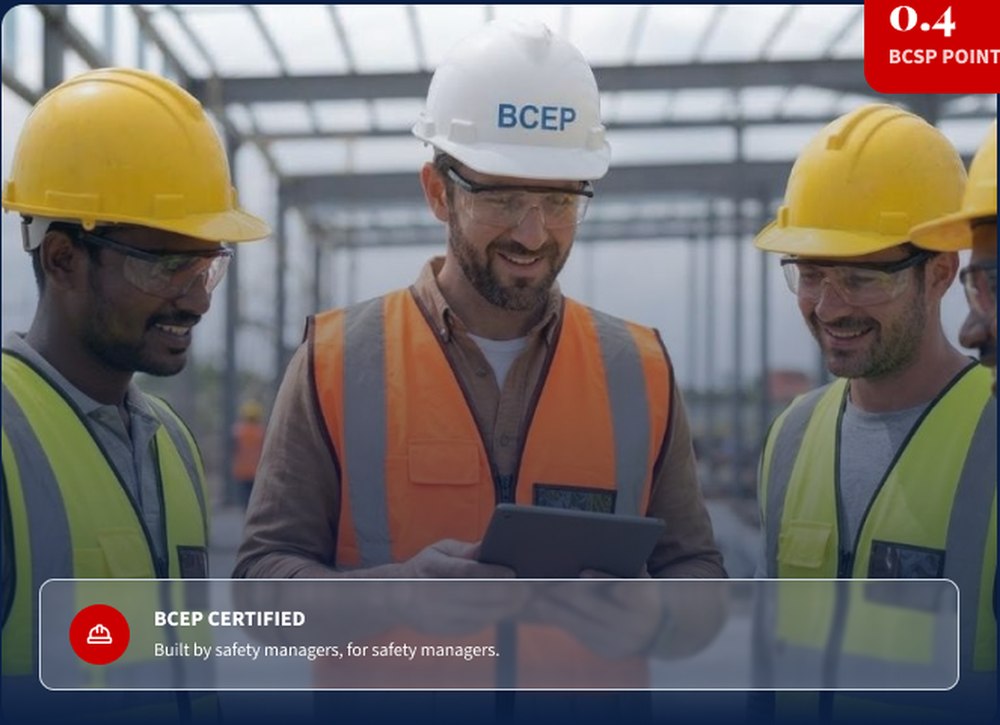Safety managers reviewing BCEP training records on a jobsite
